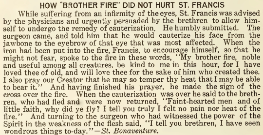 How 'Brother Fire' Did Not Hurt St. Francis - October 1916